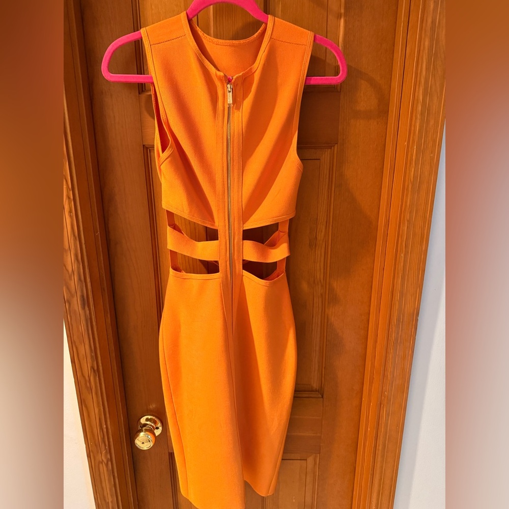 Sexy Orange Cut-Out Dress